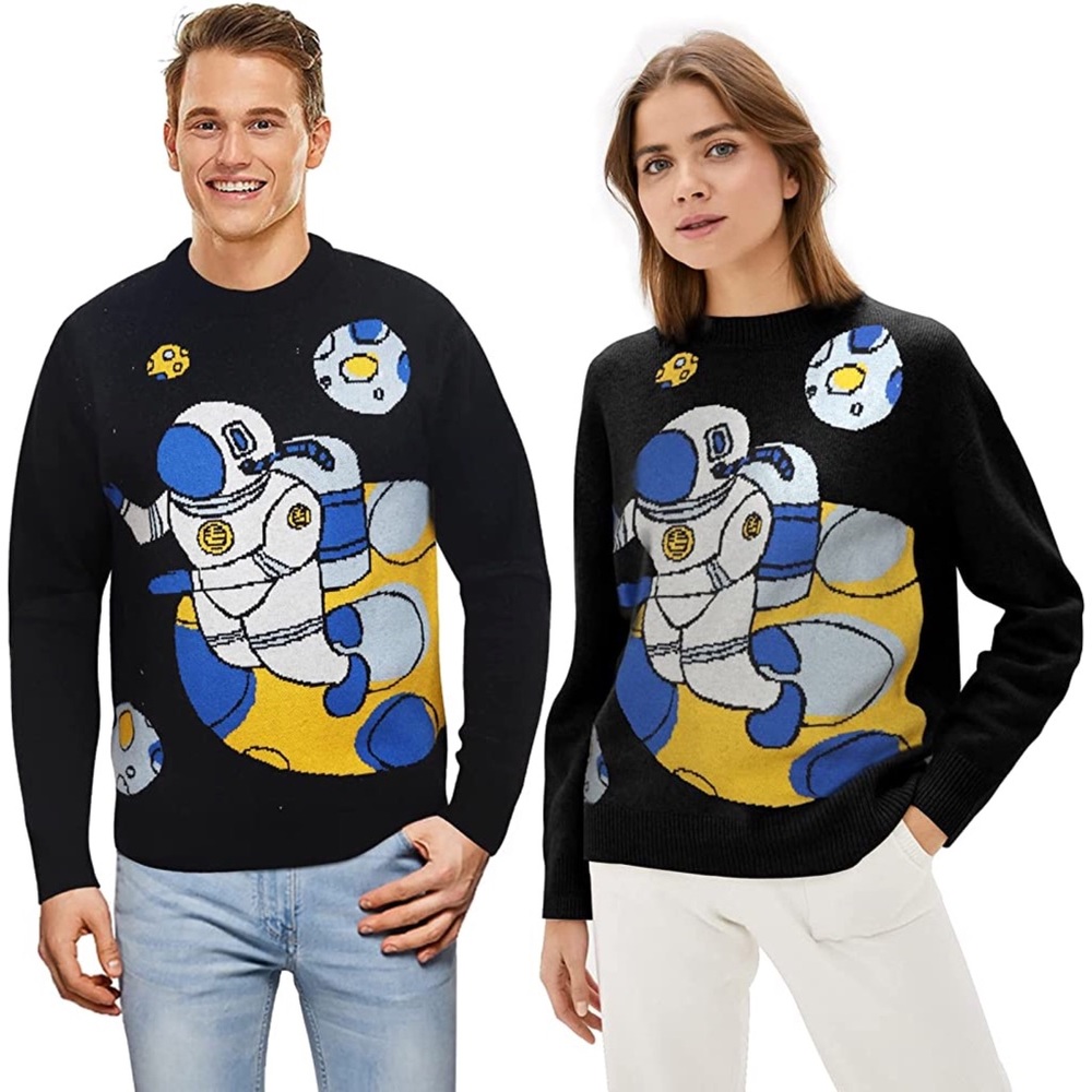 Unisex Vintage Knitted Oversized Pullover Long Sleeve Soft Crewneck Sweater M